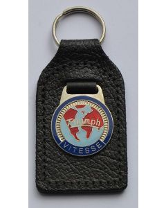 Genuine Leather Keyfob Key Ring With An Enamel Emblem Triumph Stag Chrome 